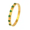 Joias de Aço Titânio para Mulheres, Pulseira de Esmeralda com Cristais em Formato de Coração para o Dia a Dia, Estilo Europeu e Americano, Bracelete de Aço Inoxidável