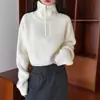 Diseñado con Sentido del Estilo, Suéter de Punto Rojo con Cremallera y Cuello Medio Alto para Mujer, Estilo Corto, Nuevo Suéter Casual Holgado de Cintura Alta para Primavera y Otoño 2026
