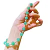 Colar de Pérola de Cristal Artificial Aventurina Natural de Alta Qualidade 10mm Conjunto de Pulseira Corrente Clavicular