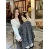 Foto Real de Saia Coreana Doce e Delicada para Mulheres, Saia Versátil de Cintura Alta Solta em Linha A, Saia Floral Retrô