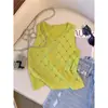 Camisola Chaleco Pequeño Estilo Hong Kong Único y Elegante para Mujer Verano Rosa Brillante Base Interior Sin Mangas Tejido Superior para Mujer