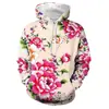 Comercio Exterior Transfronterizo Otoño Nuevo Flor Grande Noreste Impresión Digital 3D Suéter de Manga Larga Sudadera con Capucha Casual para Hombre Chaqueta