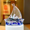 Chaveiro Vela Azul Série Oceano Infundido com Óleo Pingente Criativo de Areia Líquida Acrílica Acessório para Alça de Bolsa Presente