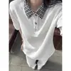 Camisa Polo Masculina Casual Versátil de Verão com Gola de Lapela, Manga Curta e Estampa Xadrez