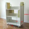 Carrito Silencioso para Libros de Biblioteca, Carrito Pequeño, Escalera para Libros, Carrito Móvil para Libros, Escalera de Tres Peldaños, Carrito para Archivos de Archivo, Carrito de Plataforma Plana