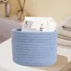 Cesta para Ropa Sucia Tejida con Cuerda de Algodón, Cesta de Almacenamiento de Escritorio para Llaves, Cartera, Objetos Pequeños, Artículos Varios, Cesta de Almacenamiento Tejida a Mano