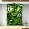 Pared Verde de Plantas Tridimensional, Paisajismo con Flores Artificiales, Pared de Fondo Artificial, Combinación de Paisaje, Decoración de Interiores, Pared de Plantas Simulada