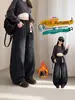 Calças Jeans Femininas de Barra Curva Estilo Novo Primavera e Outono para Crianças de Tamanho Médio e Grande Calças Longas Estilosas Moda Infantil Calças Grossas Aconchegantes de Inverno