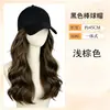 Peruca Boné de Baseball para Mulheres, Cabelo Longo Cacheado, Cabelo Liso, Ondas Grandes da Moda, Extensões de Cabelo Volumosas, Cabelo Humano Realista, Cabelo Integrado ao Boné