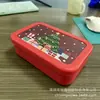 Caixa de armazenamento de silicone de grau alimentício para presente de feriado personalizada, lancheira, caixa selada, recipiente de comida portátil, lancheira quadrada com três compartimentos