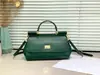 Bolsa de Ombro de Couro Genuíno DG Bolsa Baguete Grande Bolsa de Mão Siciliana Couro de Vaca Transversal Bolsa de Aba Primavera e Verão Bolsa com Estampa de Palma de Vaca
