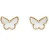 Collar de Mariposa Versión Alta de Plata de Ley S925 para Mujer, Pulsera y Aretes de Oro de 18 Quilates y Fritillaria Blanca Natural, Conjunto Versátil