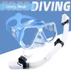 Equipo de Máscara de Buceo de Silicona para Miopía de Adulto Set de Dos Piezas para Snorkel Anti-Asfixia Agua Snorkel Completamente Seco Máscara de Natación