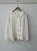 Cardigan de punto con cuello de volantes para mujer, Otoño 2026, Estilo Ins, Comercio exterior, Camisa de lino de manga larga, Blusa holgada, Nicho