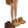 Botas de Nieve Casuales Retro Estilo Nuevo Cómodas Otoño e Invierno Estilo Universitario Birkenstock Más Terciopelo Moda Planas Cortas para Mujer Piel Nobuk