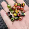 Ágata Roja y Verde Cuentas Redondas Jade Cuentas Sueltas Amarillo Aceite de Pollo Rojo Sangre de Pollo Tinta Verde Combinación de Colores Ágata Accesorios para Joyería Cuentas