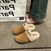 Zapatos Birkenstock Medios Abiertos de Cuero Mate Retro Suave con Forro de Terciopelo y Suela Gruesa para Mujer Otoño/Invierno Nueva Ropa de Exterior Zapatos con Punta de Piel de Cordero y Piel