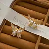Brincos de Pérola Brilhante Borboleta de Luxo Retro de Alta Qualidade, Moda Versátil, com Design Único e Acessórios de Orelha Versáteis Estilosos