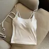 Foto Real de Verano 2025 Tirantes Ajustables Ropa Exterior Sexy Tirantes Pequeños Almohadilla Trasera Belleza Femenina Top Elástico Integrado