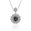 Novo Colar de Girassol com Zircônia Colorida de Diamante de Duas Fileiras de Luxo para Mulheres, Design de Nicho de Luxo Leve com Sensação de Alta Qualidade e Pingente Super Brilhante