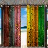Cortinas de Balcón Impresas para Exteriores Color Arcoíris Estilo Vintage Madera Falsa Bloqueo de Luz Hechas a Medida, Dropshipping Disponible