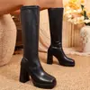 Botas altas adelgazantes para mujer Otoño e Invierno 2026 Botas altas de tacón alto para personas menudas Botas ajustadas elásticas de tacón grueso