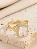 Anillos de Zirconia Azucarada de Lujo de Venta Caliente Transfronteriza Europea y Americana, Anillos para Mujer de Plata Chapada en Oro con Cruz Microincrustada, Joyería Popular al por Mayor