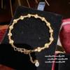 Collar Vintage Italiano de Flor de Lirio Real con Piedras Preciosas, Color Oro Antiguo, Pulsera de Calabaza con Perlas Láser
