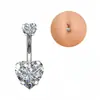 Piercing de umbigo de aço inoxidável com duas pontas, estilo europeu e americano, com pedra em formato de diamante de quatro garras, joia de body piercing estilo europeu e americano para exportação