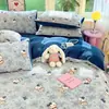 Conjunto de quatro peças de flanela quente classe A para outono e inverno, capa de edredom de veludo espesso, lençol de cama, conjunto de três peças para dormitório estudantil 4