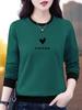 Moletom Feminino para Primavera e Outono 2026, Novo Versátil Moda Outono e Inverno Forrado com Fleece Gola Redonda Manga Longa Camiseta Base Top