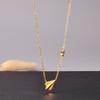 L239 Perseguidor de Sueños Avión de Papel Pentagrama Geométrico Corazón Collar de Sueño Cadena para Clavícula Acero Inoxidable Chapado en Oro de 18K Cadena Corta para Mujer