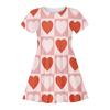 Europeo y Americano Verano Nuevo Estilo Lazo Cuadros Estampado Digital 3D Vestido de Manga Corta para Niñas Vestido Casual de Princesa