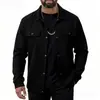 Nueva Chaqueta Abrigo Casual de Hombre Amazon Transfronterizo Otoño Waffle Color Sólido Bolsillo Manga Larga