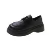 Sapatos Pequenos de Couro com Solado Grosso Estilo Britânico Retrô para Mulheres 2024 Outono Nova Moda Aumentadores de Altura Cadarço Casual Mocassins de Uso Duplo