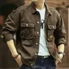 Chaqueta de Mezclilla Americana Retro para Hombre Chaqueta de Trabajo de Chico Duro Guapa Otoño e Invierno Holgada Caza Marca de Moda Chaqueta de Mezclilla