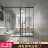 Riel para puerta corrediza de vidrio Changhong con riel para puerta de baño, color negro, con ducha lateral estrecha, para cocina