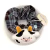 Diadema para el pelo de muñeca de mascota de peluche linda original Tengyi, Scrunchie de cuadros versátil estilo académico, Banda para el pelo para moño de niña