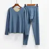 Roupa quente masculina sem costura forrada com fleece des espessada à prova de frio roupas de outono calças compridas parte de baixo justa roupa íntima justa