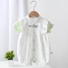 Ropa para Bebés y Niños Anyang Nuevo Estilo Chino de Manga Corta con Encaje Ropa para Gatear Mono de Bebé Ropa de Casa Tesoro Femenino Estilo Delgado de Verano