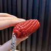 Pingente de chaveiro de corrente de pérolas com espiga de milho, chaveiro fofo de milho para casais, chaveiro para carro e bolsa