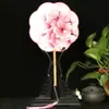 Ventoinha Hanfu em formato de flor, ventoinha feminina para dança antiga, pequena ventoinha redonda, ventoinha de rede vermelha com cabo longo DIY, suprimento para barraca de discoteca