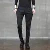 Pantalones casuales para hombres de Hong Kong, corte recto ajustado, pantalones largos de marca de moda para otoño e invierno, pantalones ajustados gruesos con forro polar para hombre