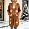 Nuevo cárdigan largo de punto con botones para Navidad, suéter abrigo de moda personalizado casual estampado de otoño e invierno para mujer
