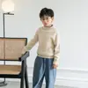 Suéter Básico de Lana Pura Gruesa Estilo Universitario para Niños y Niñas, Nuevo para Otoño e Invierno, Holgado, Sencillo, Color Sólido, para Niños Medianos y Grandes