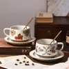 Traje de taza de café comercial taza vintage taza latte flor simple taza de té de leche taza de cerámica japonesa platillo venta al por mayor