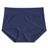 Pantaletas de Hielo Sin Costuras de Talla Grande de Cintura Alta para Mujer Alta Elasticidad Comercio Exterior Cómodo Ribete de Encaje Entrepierna de Algodón Puro Bragas para Dama