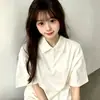Venta de liquidación: Polo de Manga Corta de Algodón Puro para Mujer de Verano, Estilo Japonés, Camiseta con Estampado Único, Tallas Grandes, Corte Holgado, Estilo Trendy Ins