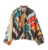 Comércio Exterior Atacado 2026 Moda Europeia Americana Solta com Zíper Gola Alta Listrada Jaqueta Bomber Roupa Externa Feminina F612636