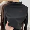 Camiseta de Manga Larga de Cuello Alto para Niña Estilosa Ropa de Otoño/Invierno Infantil De Rong Capa Base Cálida Top Versátil con Volantes